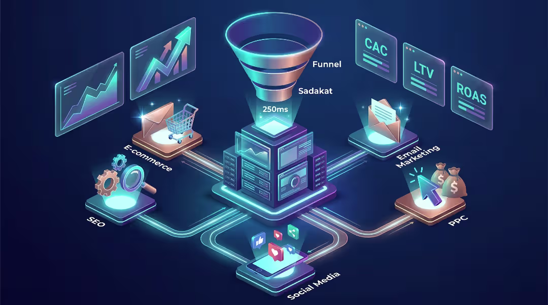 Dijital pazarlama stratejilerini gösteren modern grafik