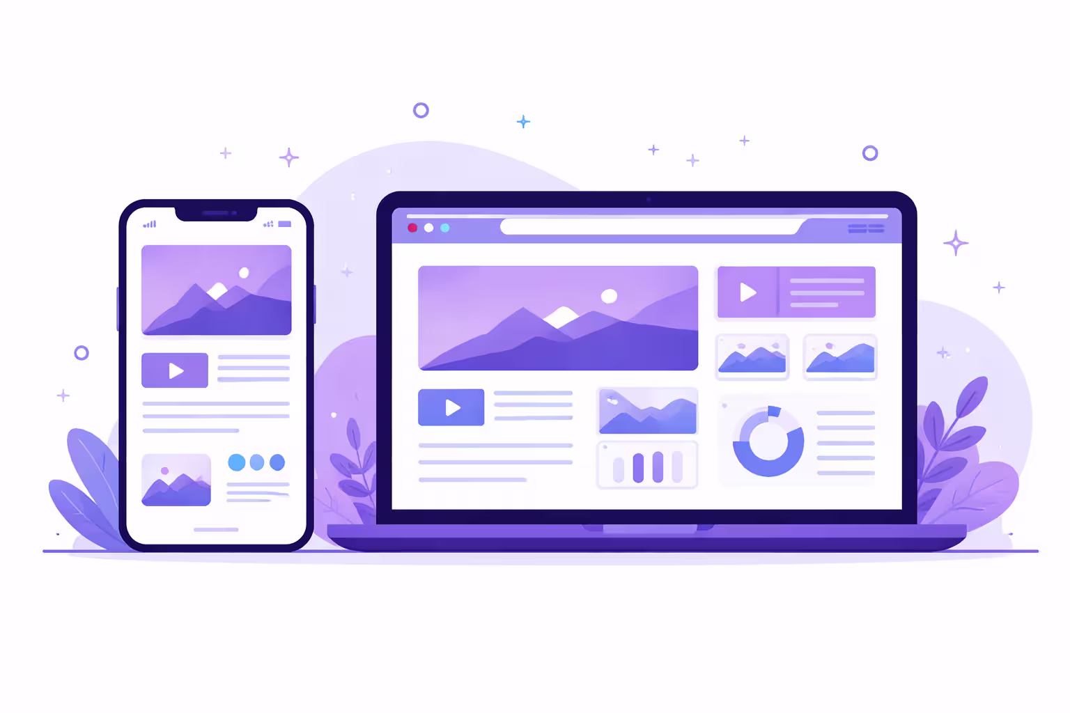 Mobil uyumlu web sitesi tasarımını gösteren akıllı telefon ve tablet görseli